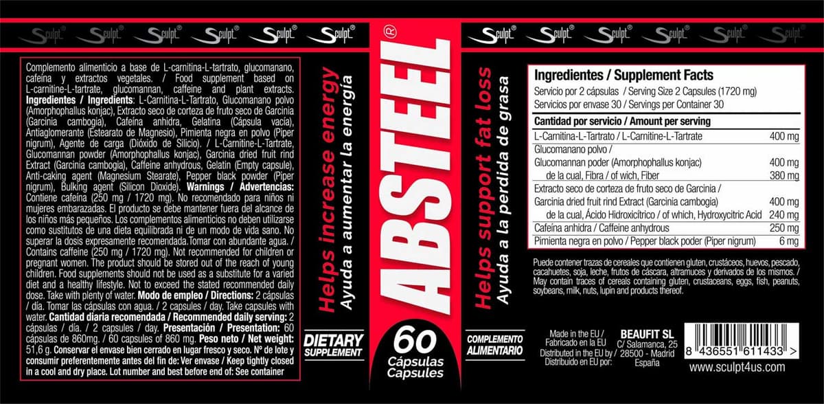 Sculpt - Absteel - 60 Caps (KORT DATUM 2026-10-30)