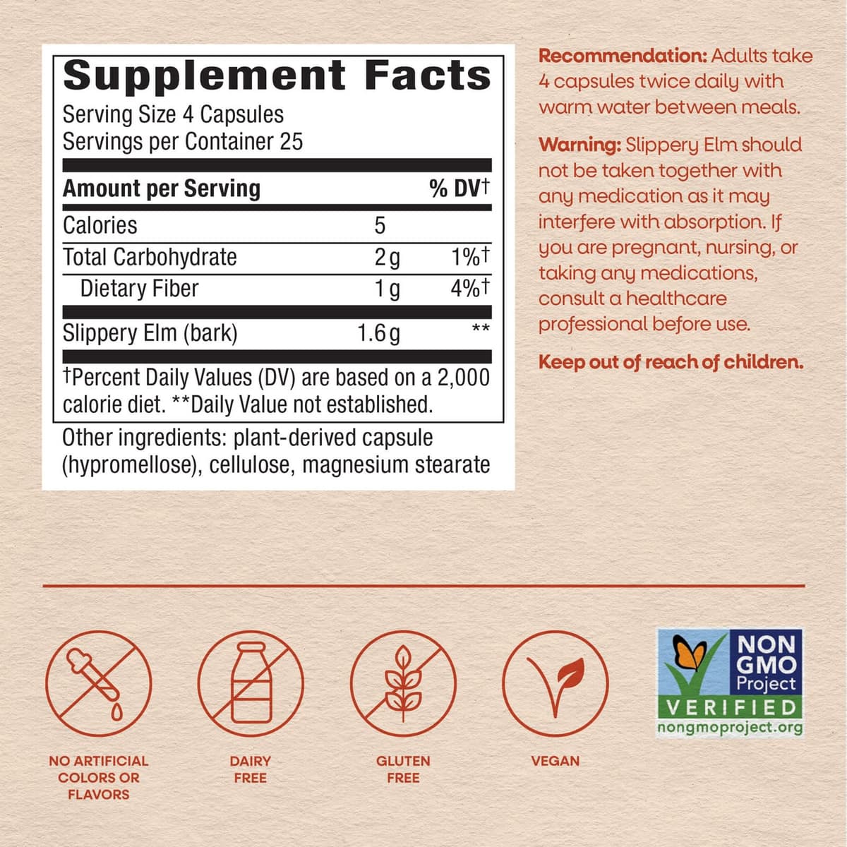 Nature'S Way - Slippery Elm Bark - 100 Caps