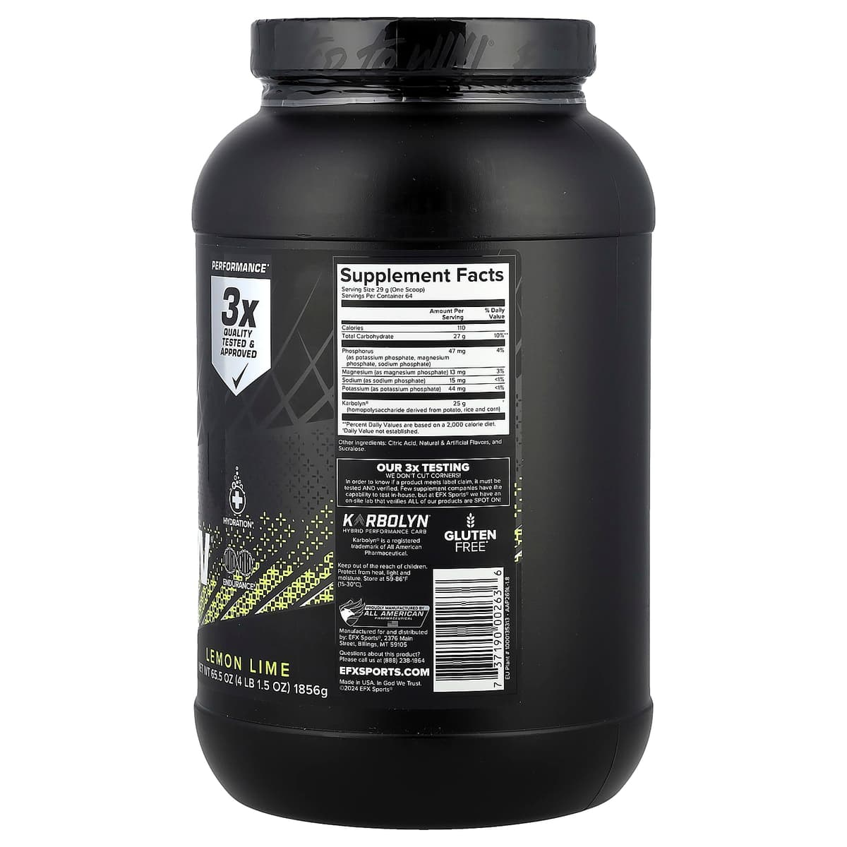 EFX Sports - Hiilihydraattipitoinen juoma, Sitruuna Lime - 1856g