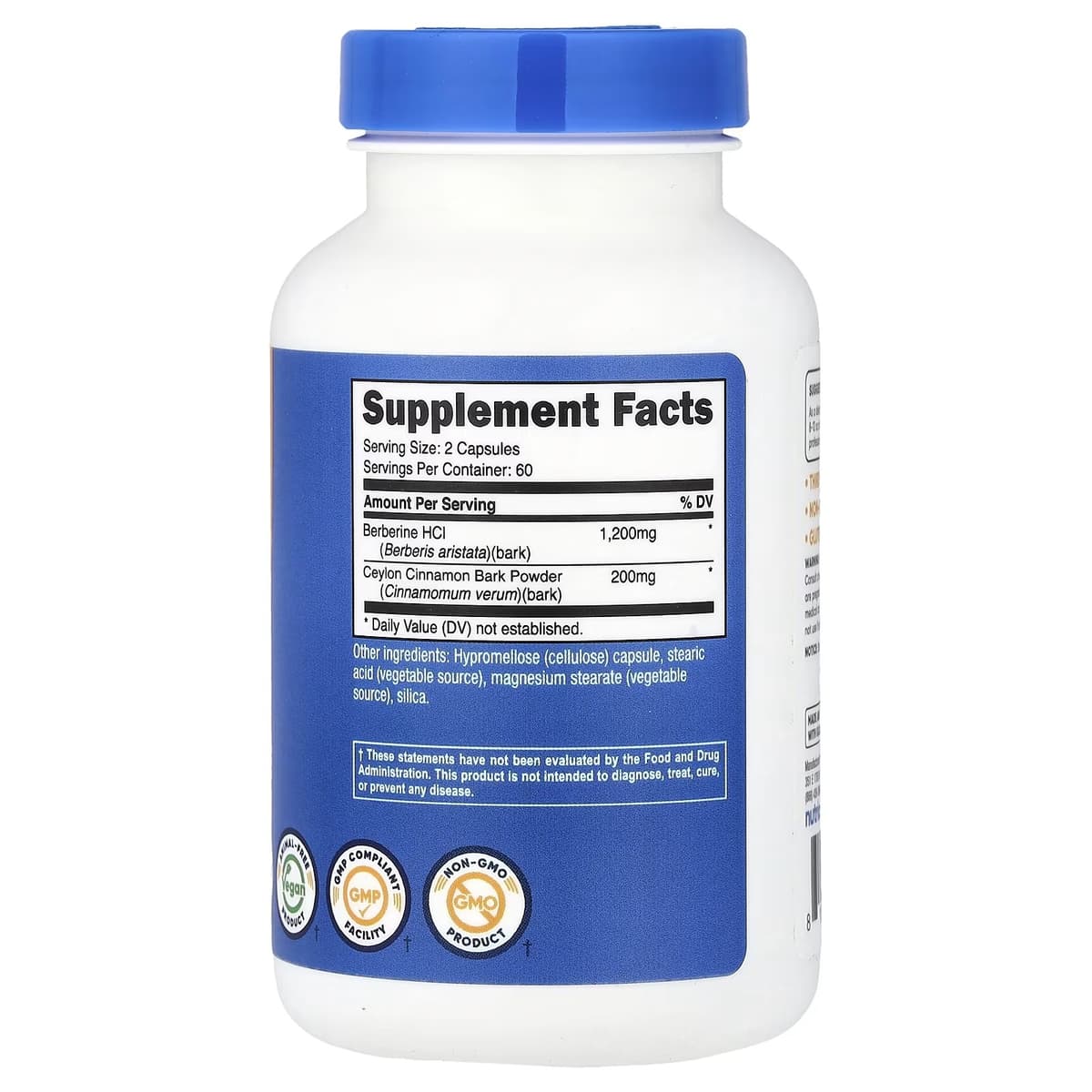 Nutricost - Berberine HCL With Ceylon Cinnamon - 120 Caps