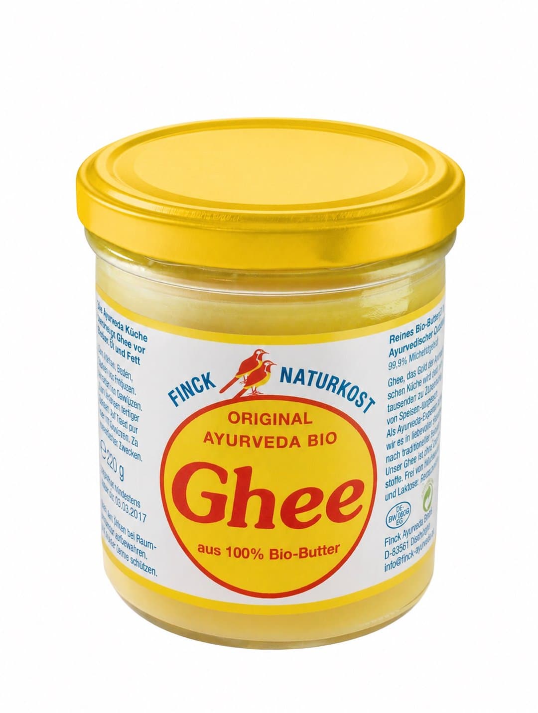 Finck Naturkost - Finck Ayurveda - Clarified Butter Ghee Organic 220g – Finck Naturkost förpackning