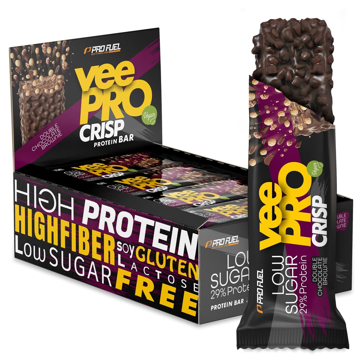 PRO FUEL - veePRO CRISP proteinbar - 12 barer – PRO FUEL förpackning