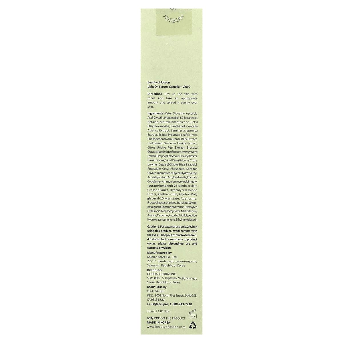 Beauty of Joseon - Light On Serum Centella + Vita C 30 ml