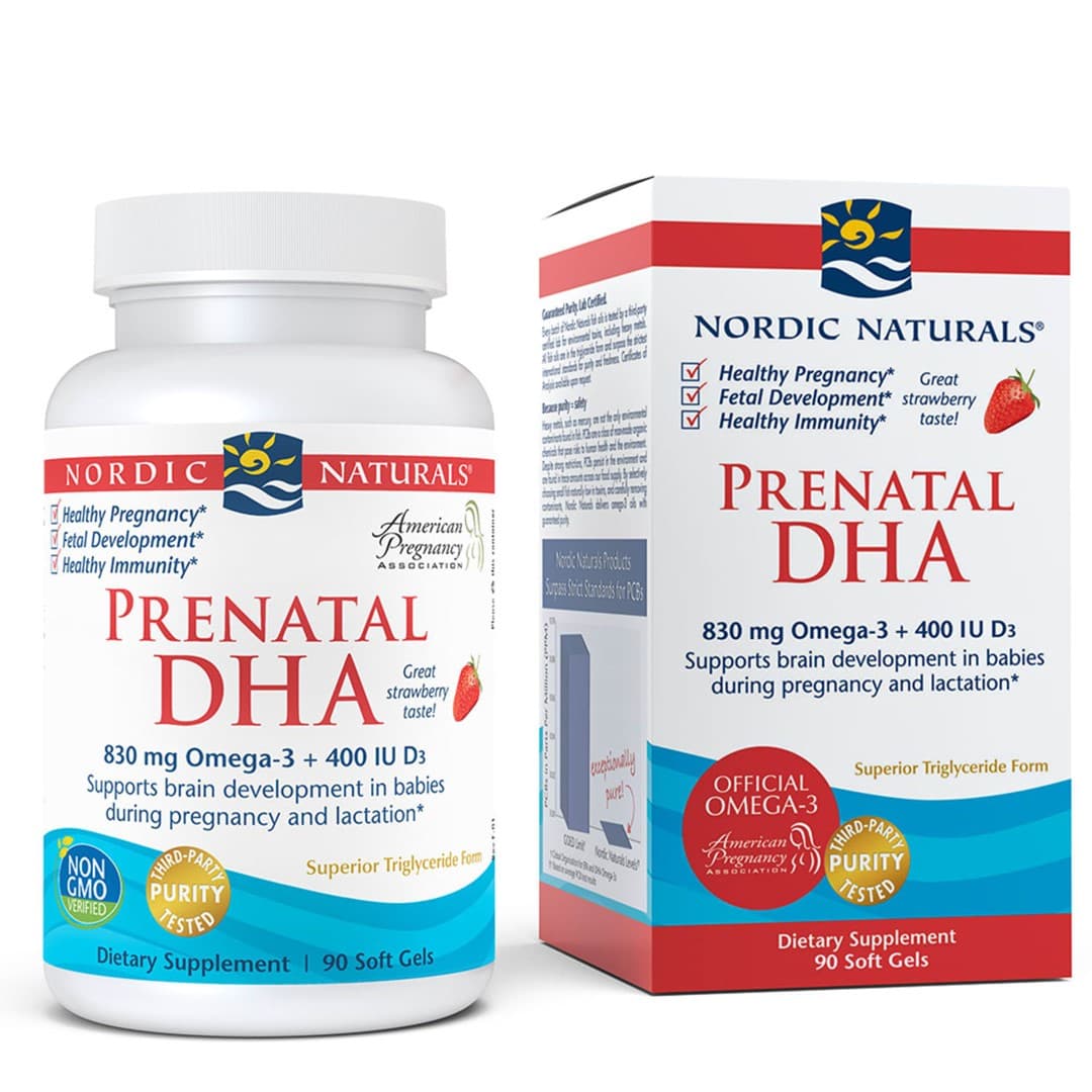 Nordic Naturals - Raskaus-DHA 830mg Omega-3 + 400IU D3 Strawberry