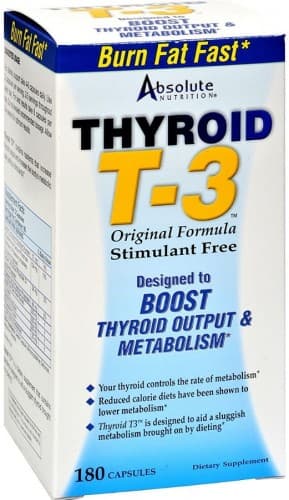 Absolute Nutrition - Thyroid T-3 - 180 Capsules – Absolute Nutrition förpackning