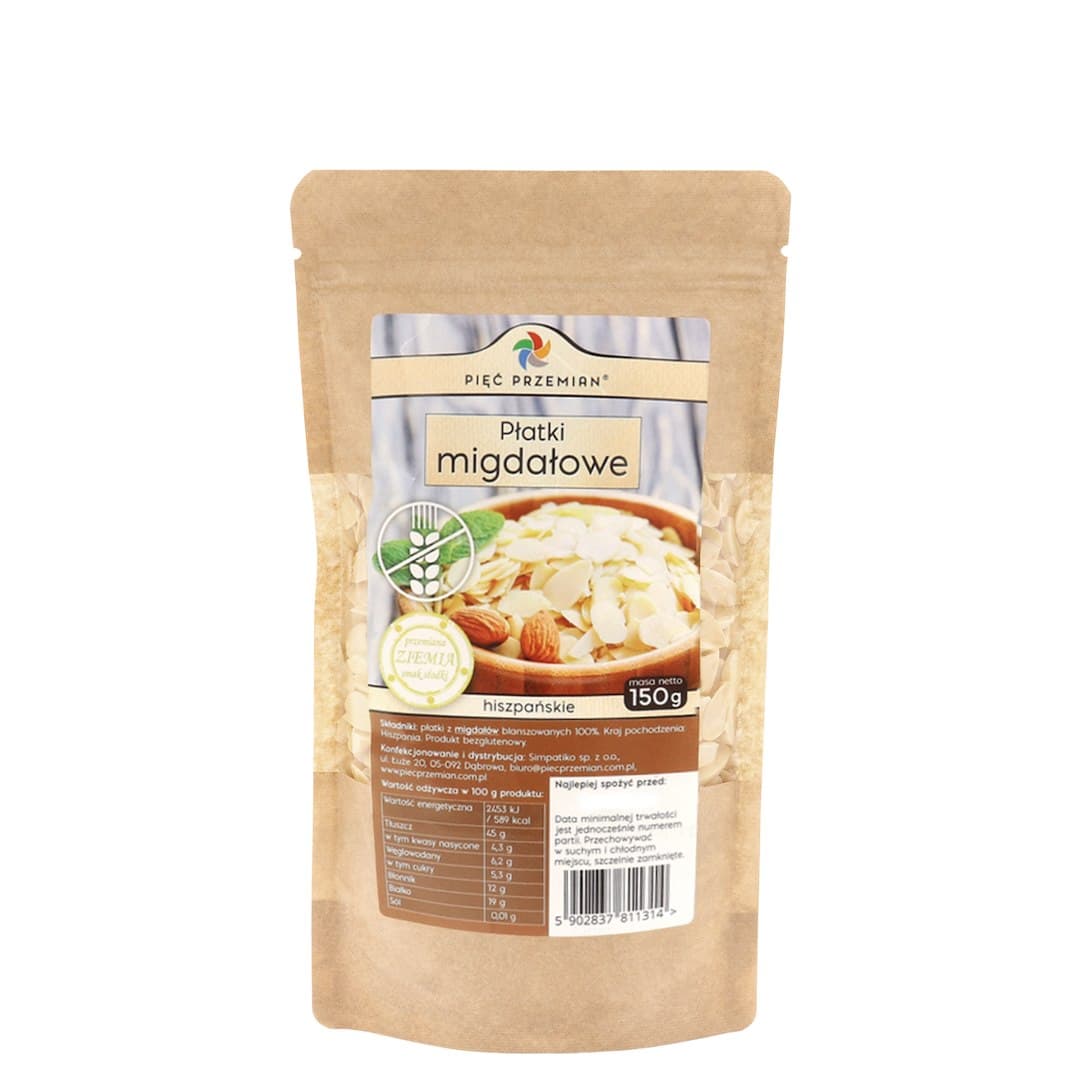 Pięć Przemian - Almond Flakes - 150g – Pięć Przemian förpackning