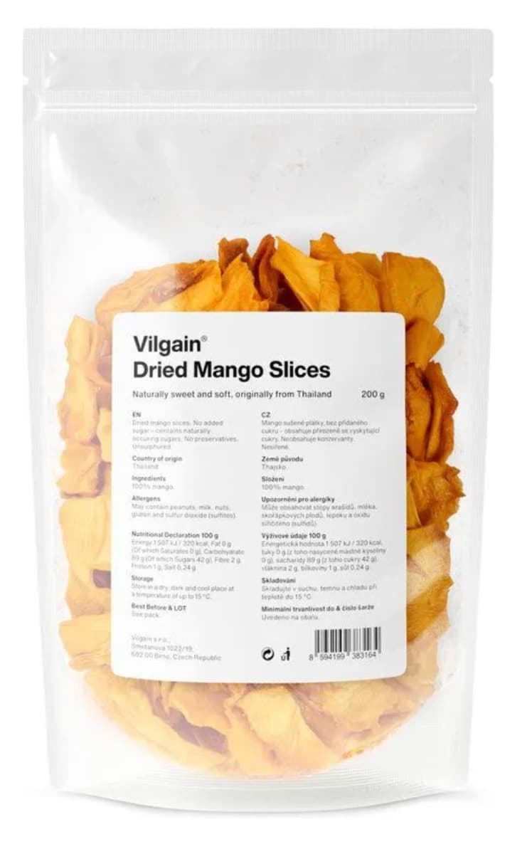 Vilgain - Dried Mango Slices - 200 g – Vilgain förpackning