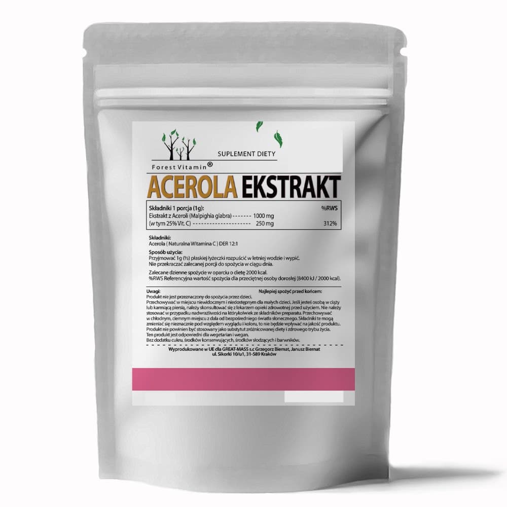 Forest Vitamin Acerola 500 g – Forest Vitamin förpackning