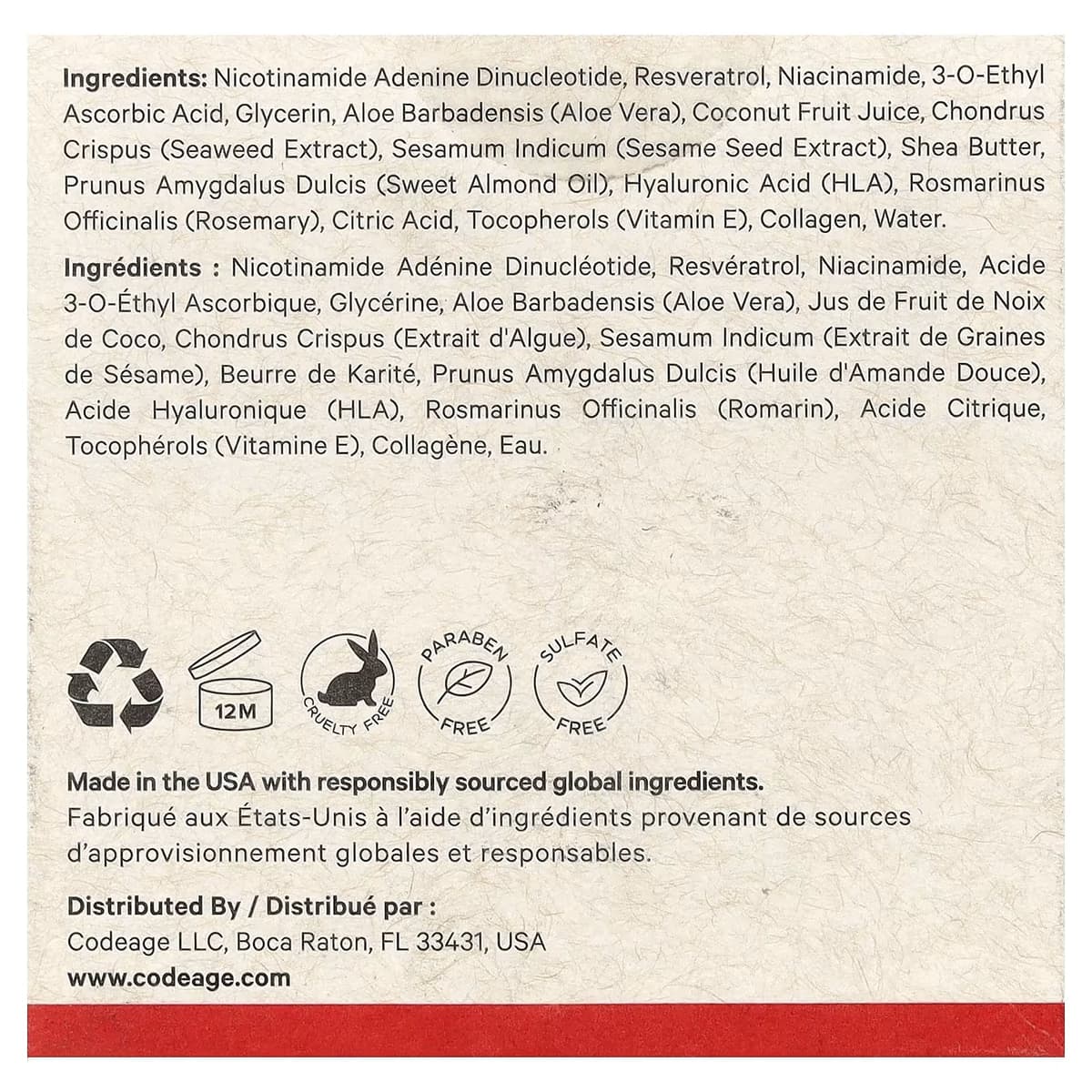 Codeage Maison Rouge Nad+ Kasvovoide - 50ml