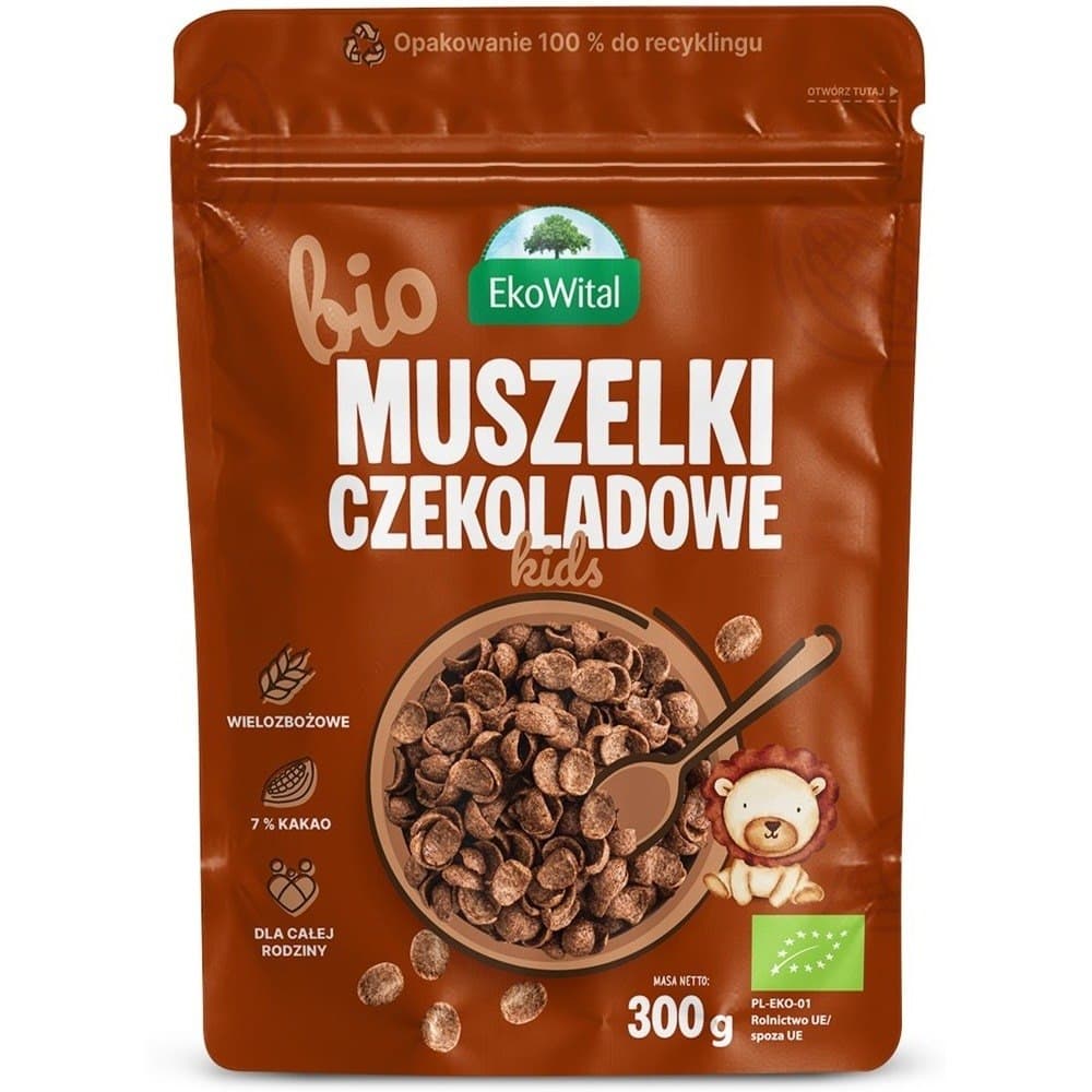 EkoWital - Muszelki czekoladowe BIO 300 g – EkoWital förpackning