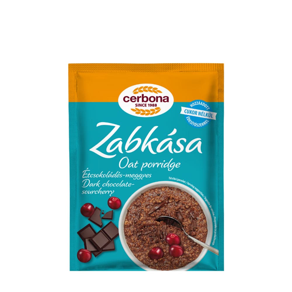 Cerbona - Dark Chocolate- Sour Cherry Porridge - 50g – Cerbona förpackning