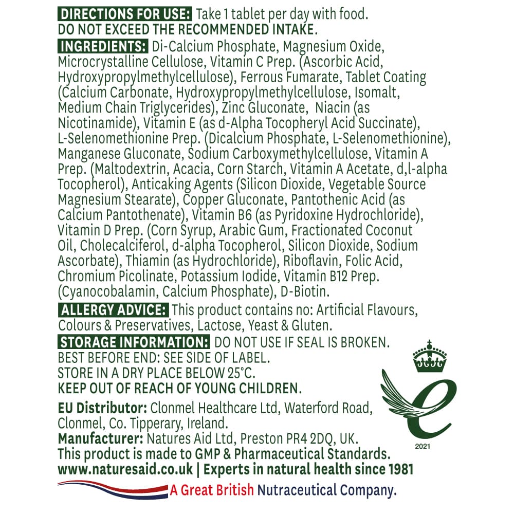 Nature's Aid - Complete Multi-Vitamins & Minerals - 90 Tabs
