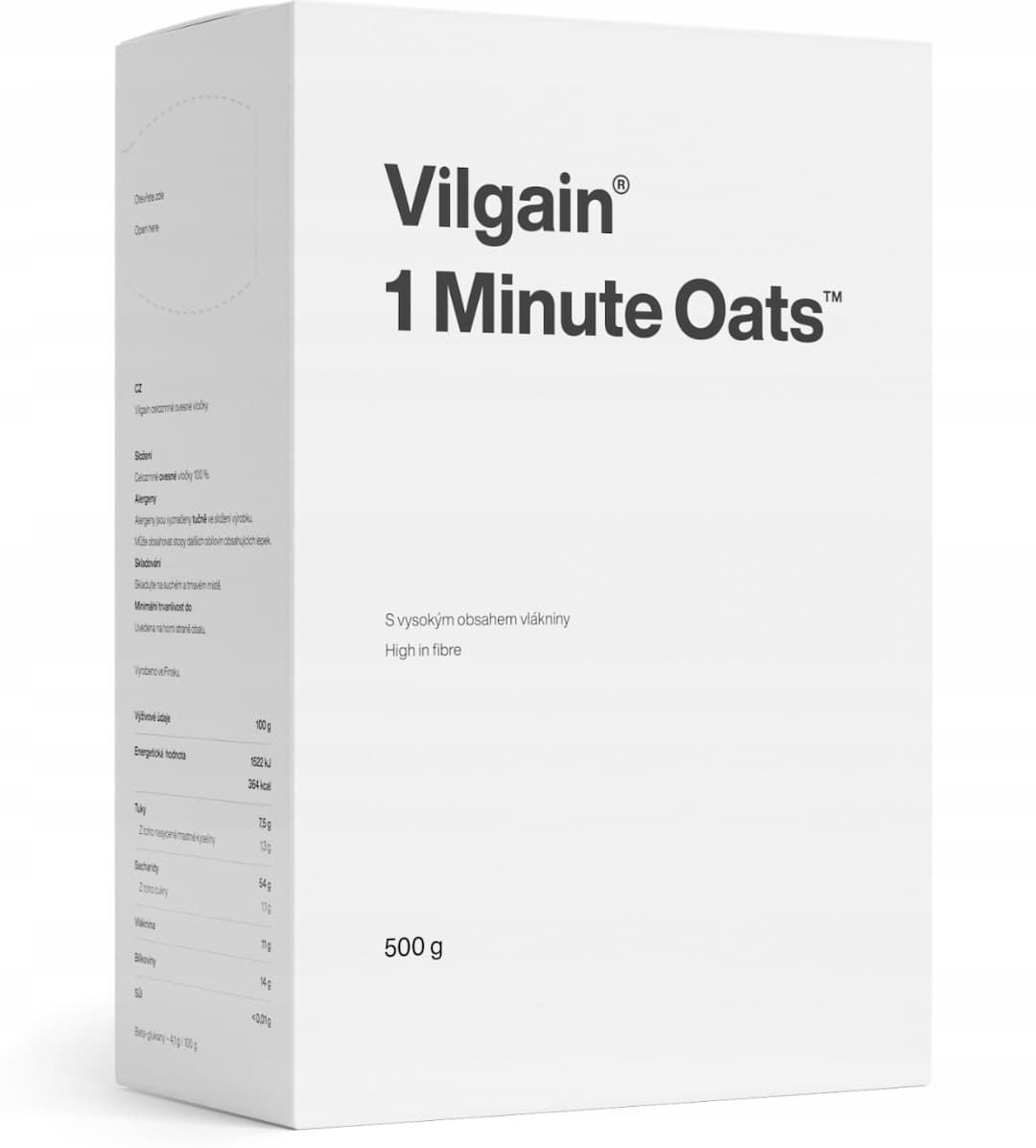 Vilgain - 1 Minute Oats - 500g – Vilgain förpackning