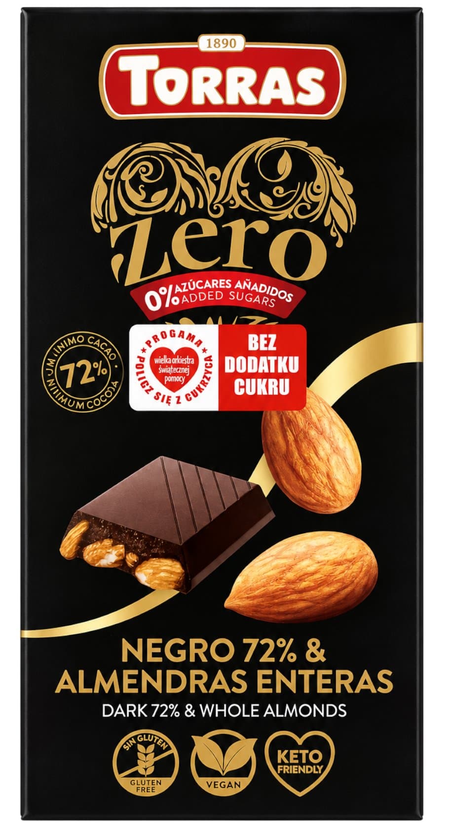 Torras - Zero Dark Chocolate with Almonds - 150g