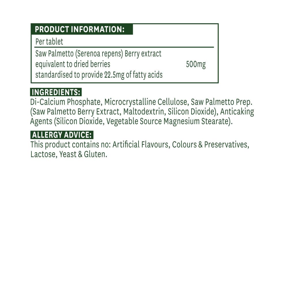 Natures Aid - Saw Palmetto Standardiseret - 90 Tabs