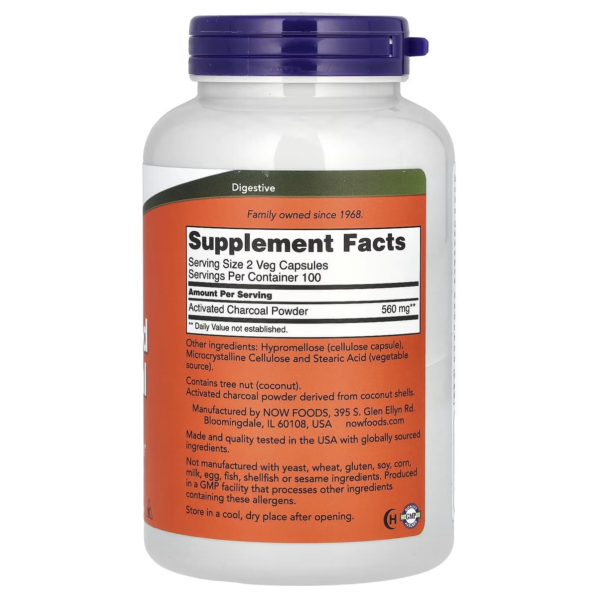 Now Foods - Activated Charcoal - 200 Vcaps