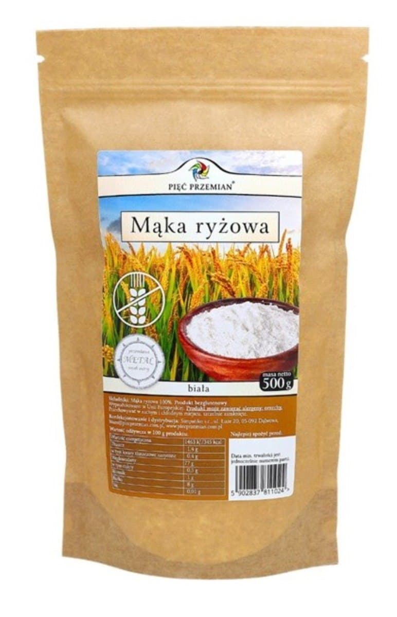 Pięć Przemian - White Rice Flour Gluten-Free 500g – Pięć Przemian förpackning