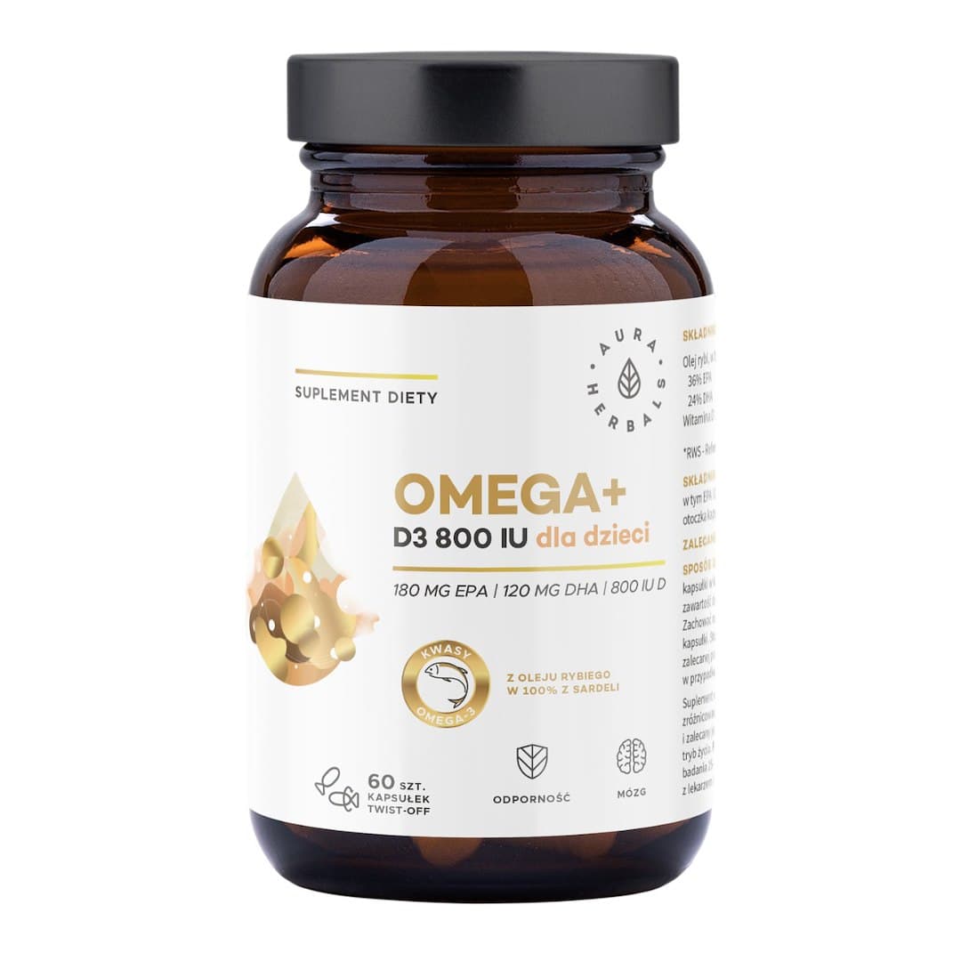 Aura Herbals - Omega Vitamin D3 For Children - 60 Twist-Off Caps - 60 Caps – Aura Herbals förpackning