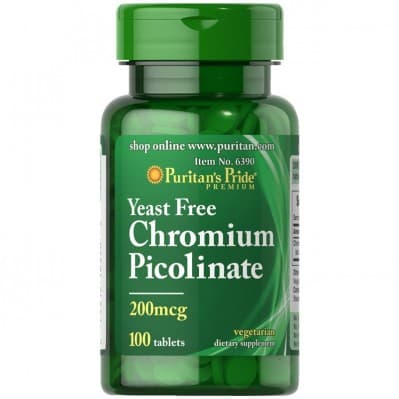 Puritan's Pride - Chromium Picolinate - 100 tablets – Puritan's Pride förpackning