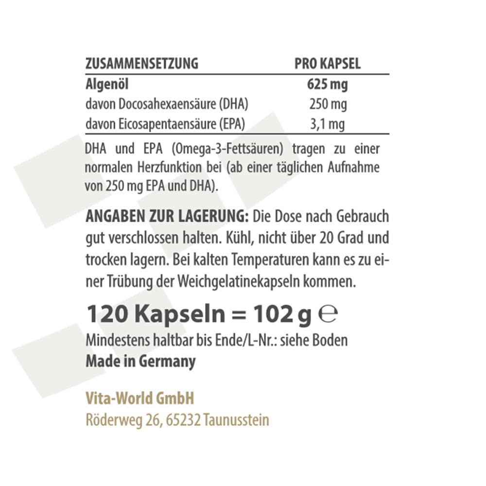 Vitaworld - Vegaaninen Omega-3 - 120 kapselia