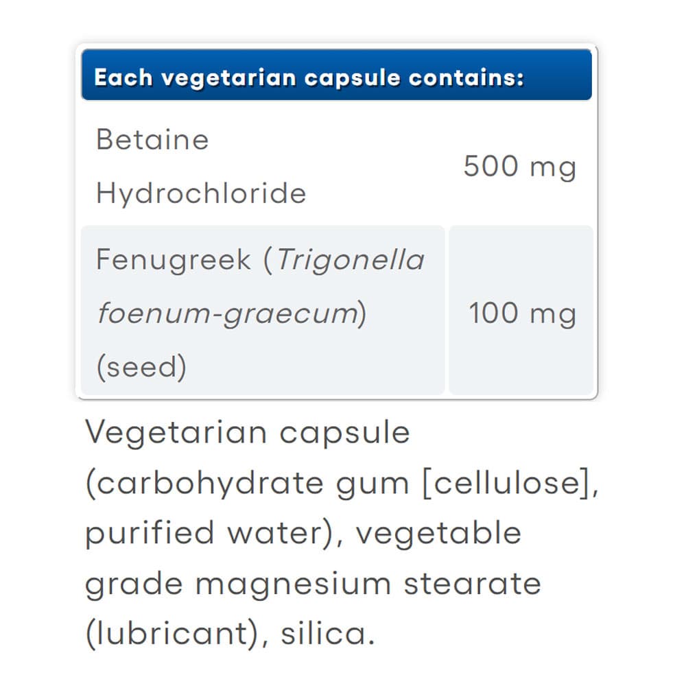 Natural Factors - Betainhydroklorid Med Fennikel - 90 Kapsler