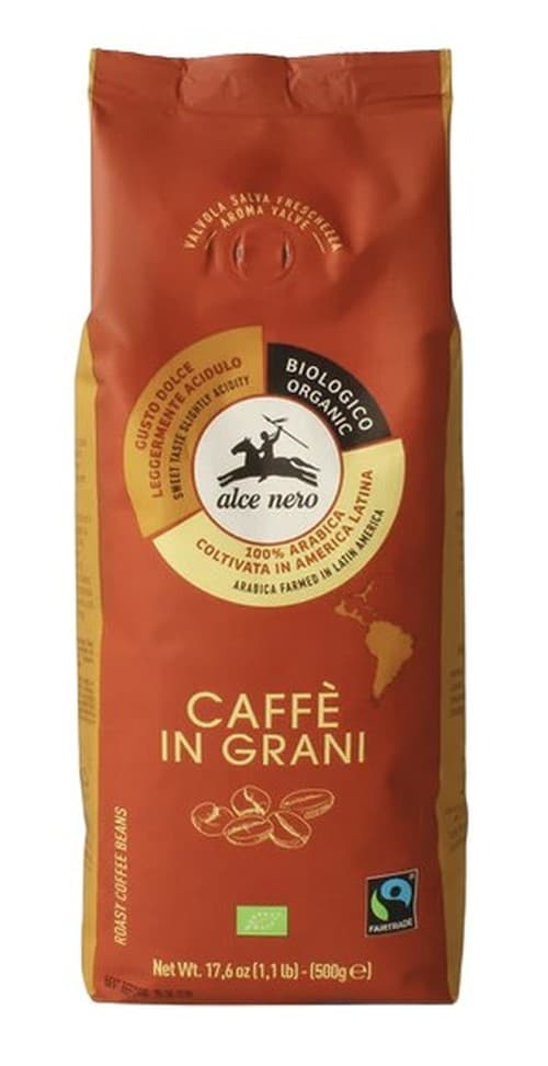 Alce Nero - Organic 100% Arabica Whole Bean Coffee 500g – Alce Nero förpackning