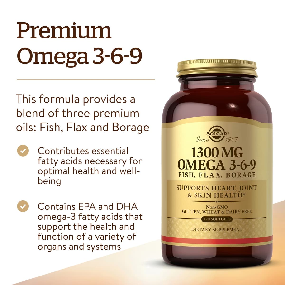 Solgar - 1300mg Omega 3-6-9 Fish, Flax, Borage