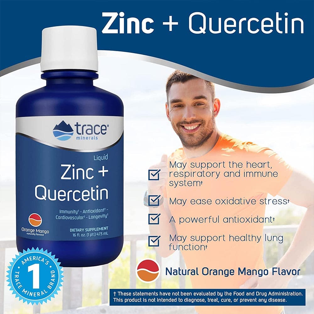 Trace Minerals Flydende Zink + Quercetin - 16 Fl. oz.