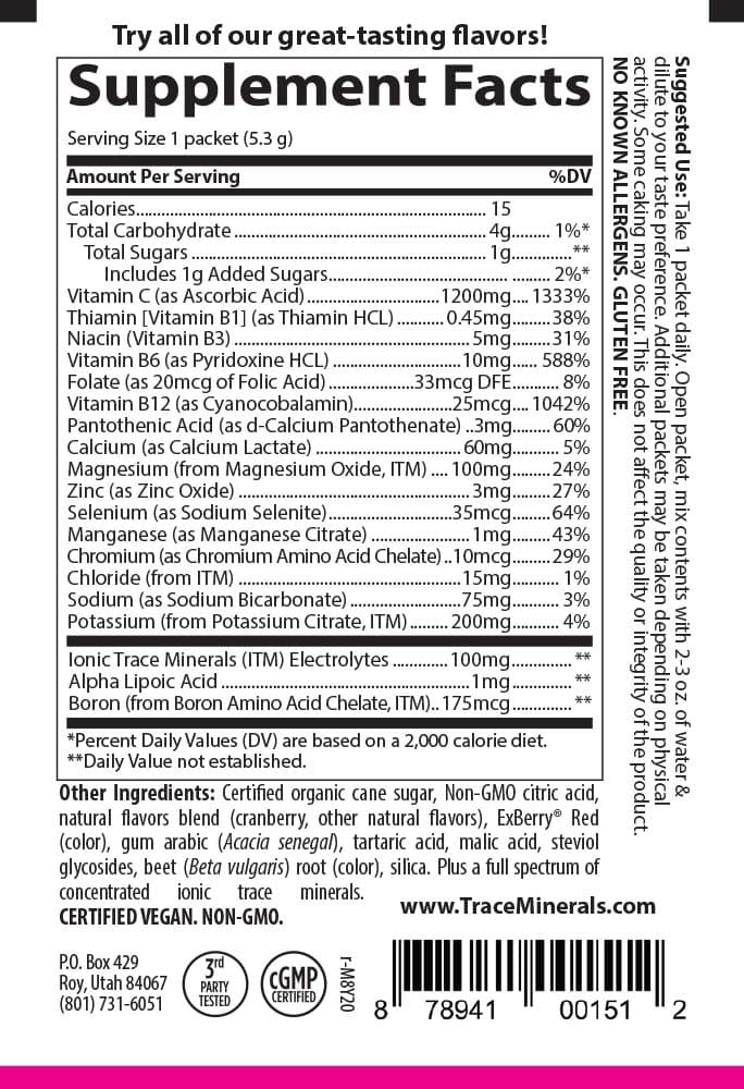 Trace Minerals - Tranebær - 30 Poser