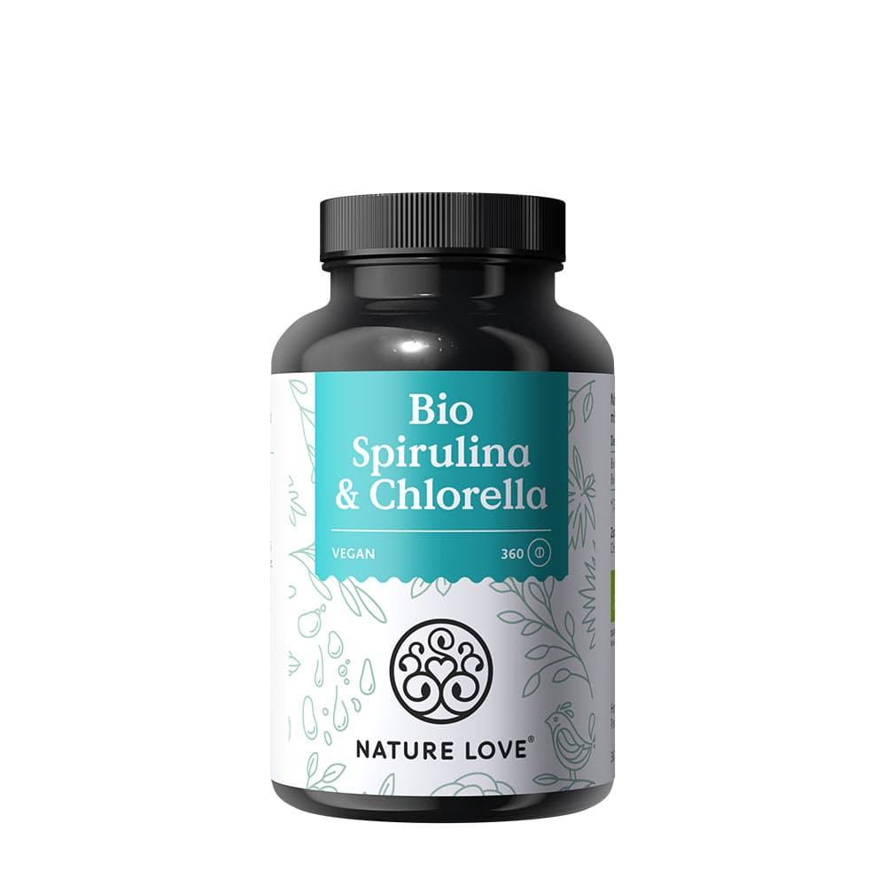 Nature Love - Organic Spirulina & Chlorella - 360 Tabs – Nature Love förpackning