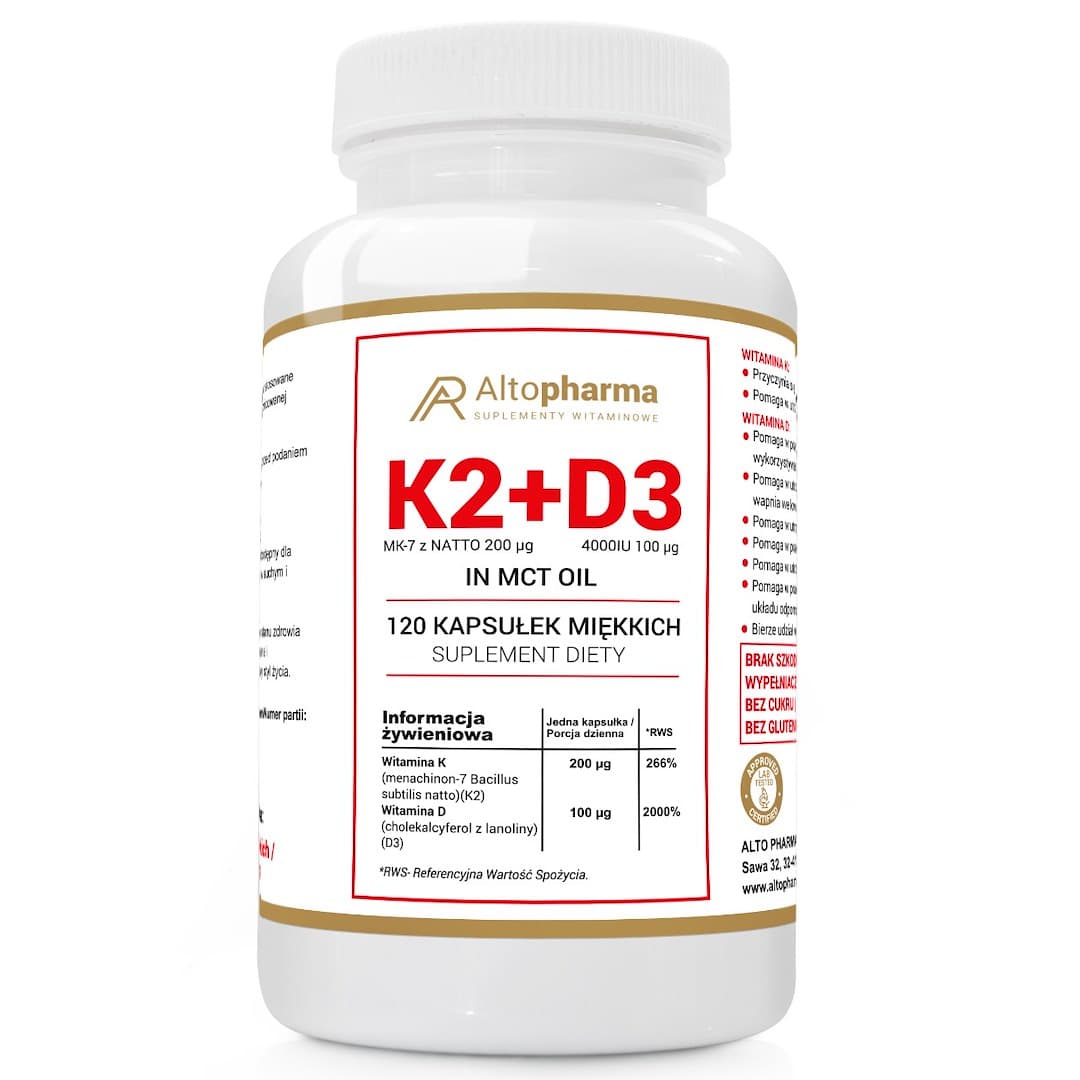 Altopharma - K2+D3 - 120 Soft Capsules – Altopharma förpackning