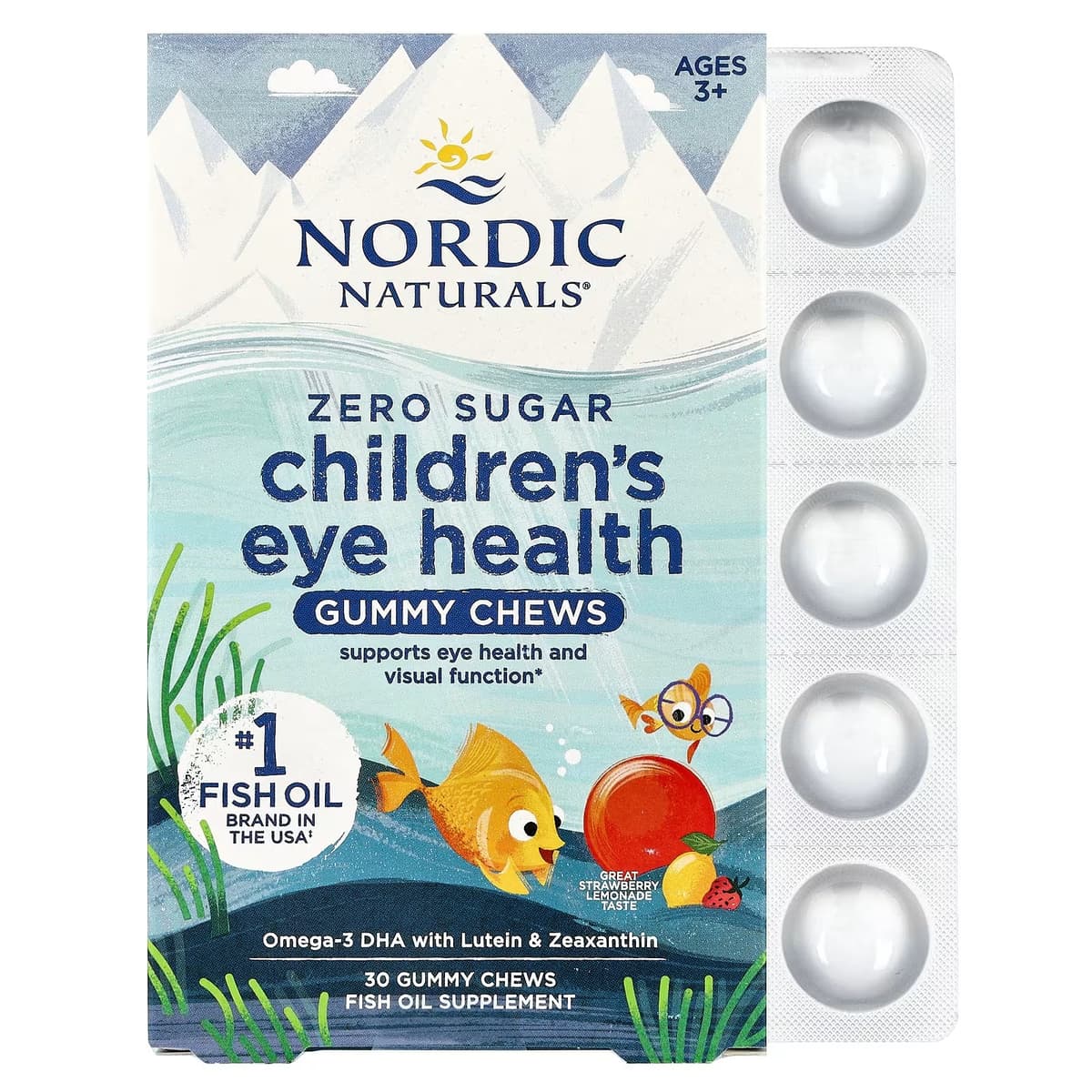 Nordic Naturals - Lasten Silmäterveys - 30 Karkkimaista Purua