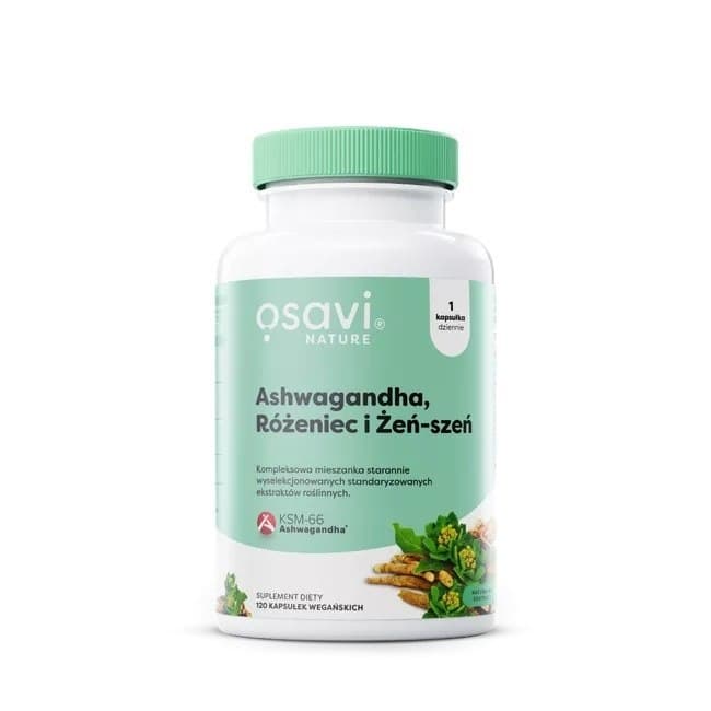 Osavi - Ashwagandha, Rosehips And Ginseng - 120 Caps – Osavi förpackning