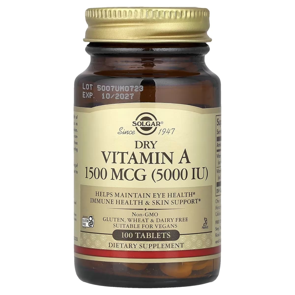 Solgar - Dry Vitamin A - 5000IU (100 Tabs)