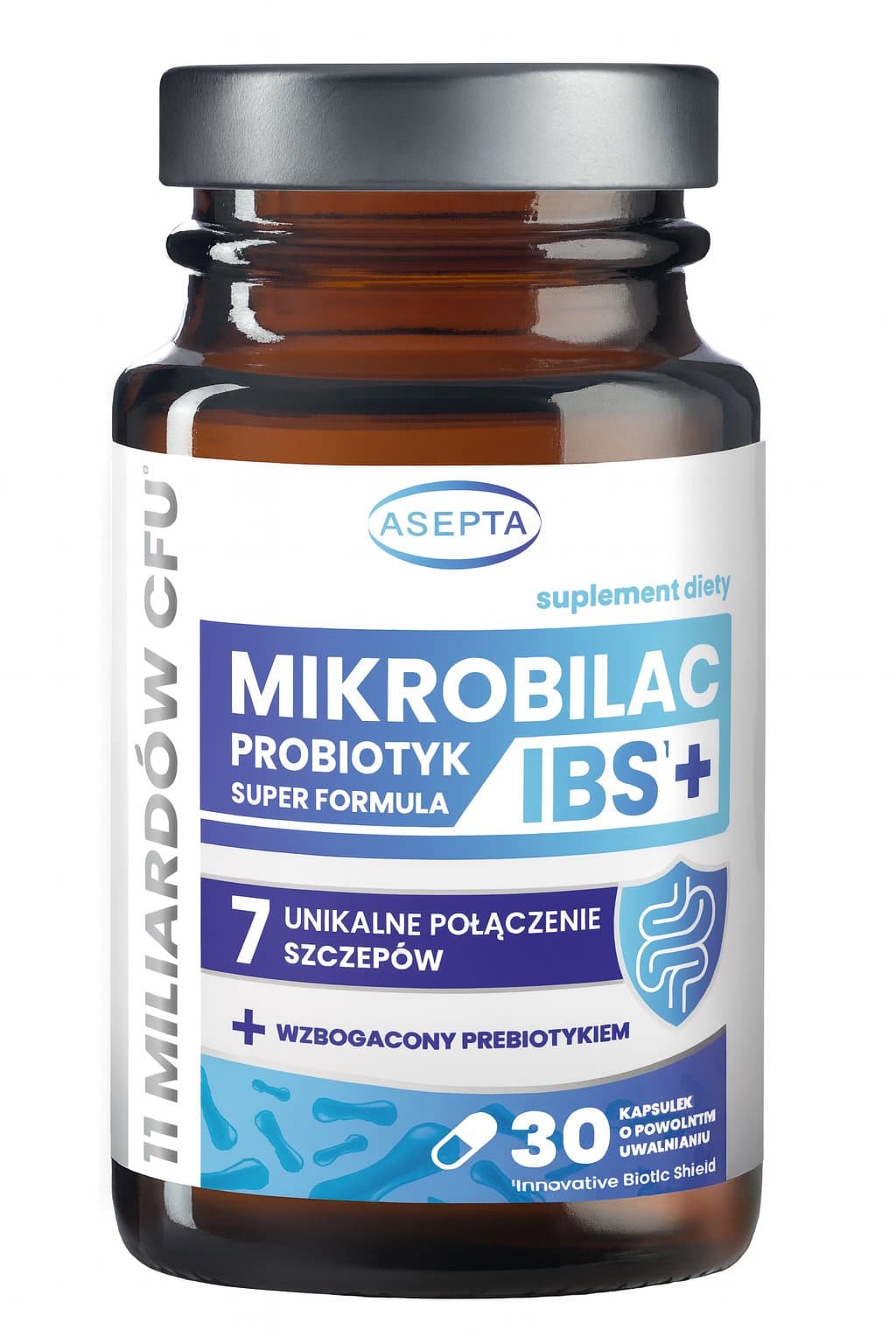 Asepta - Mikrobilac Probiotic Ibs+ - 30 Caps – Asepta förpackning