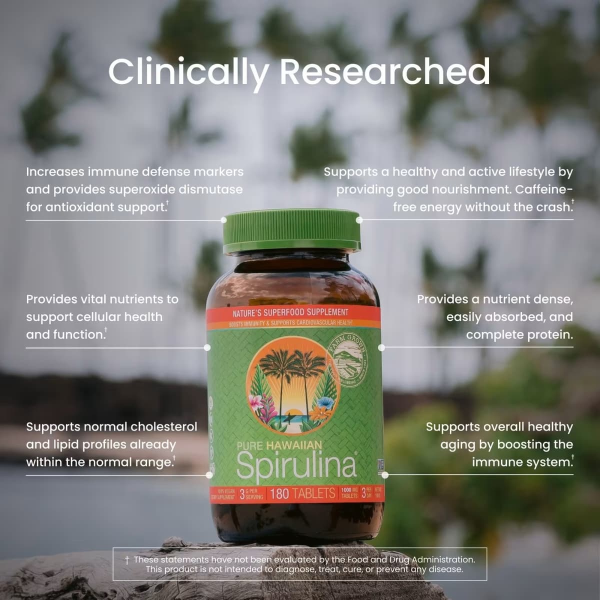 Cyanotech Co - Hawaiian Spirulina - 1000mg - 180 Tabs