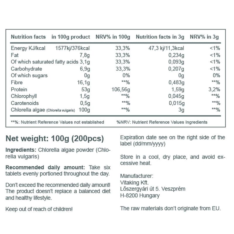 Vitaking - Chlorella - 200 Tabs