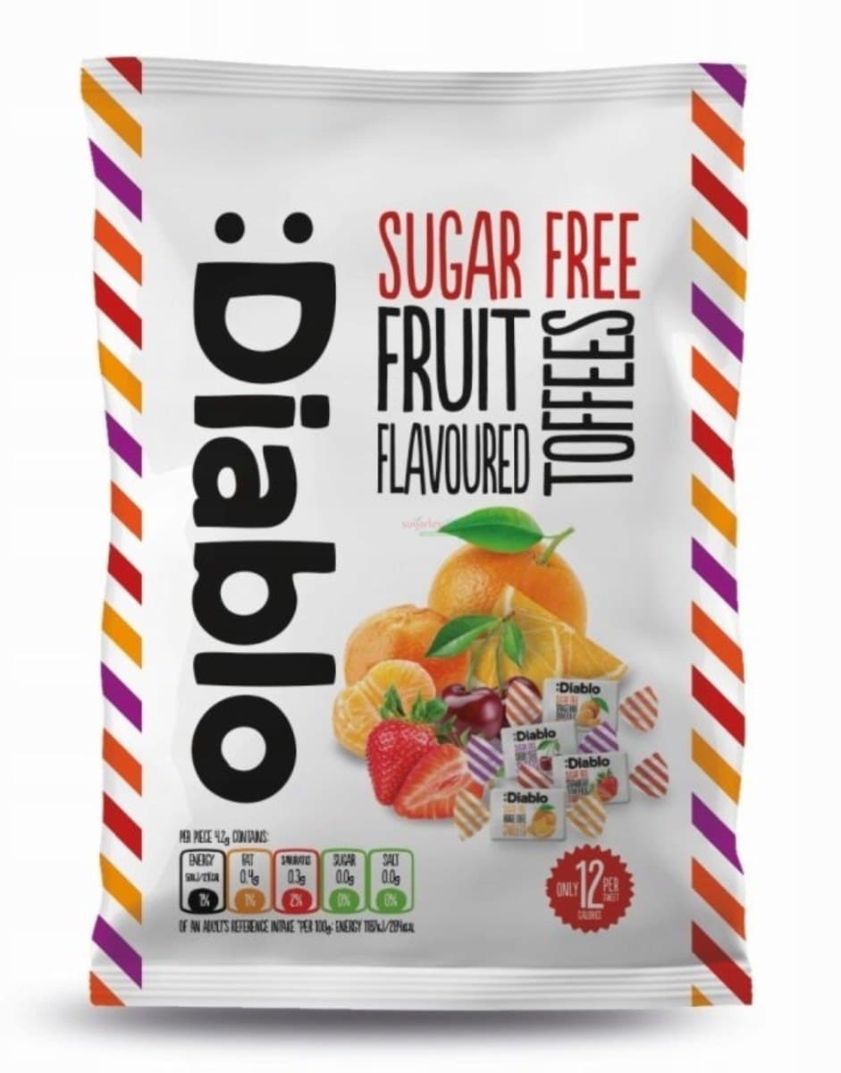 Diablo - Sugar Free Fruit Flavoured Toffees - 12 pieces – Diablo förpackning
