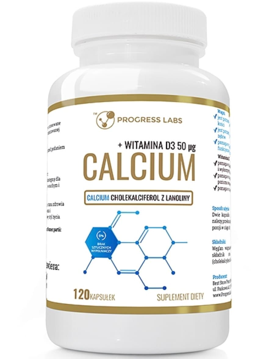 Progress Labs - Calcium + Vitamin D3 - 120 Caps – Progress Labs förpackning