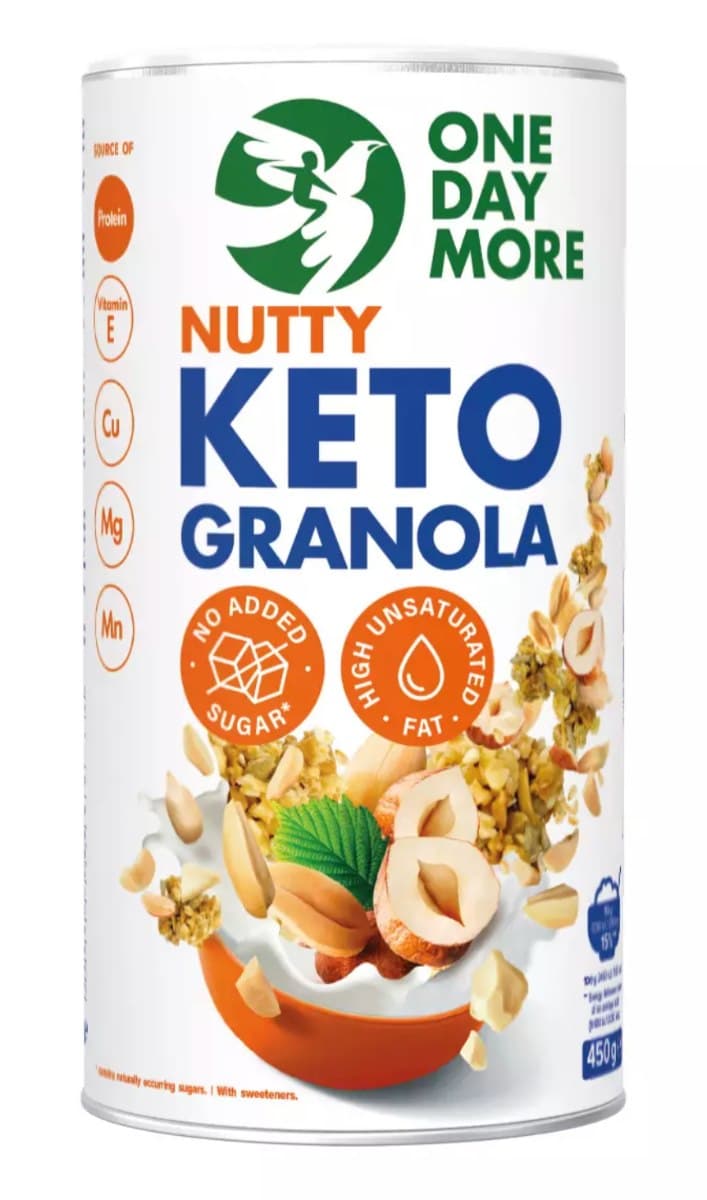ONE DAY MORE - ONEDAYMORE Keto Granola 450g – One Day More förpackning