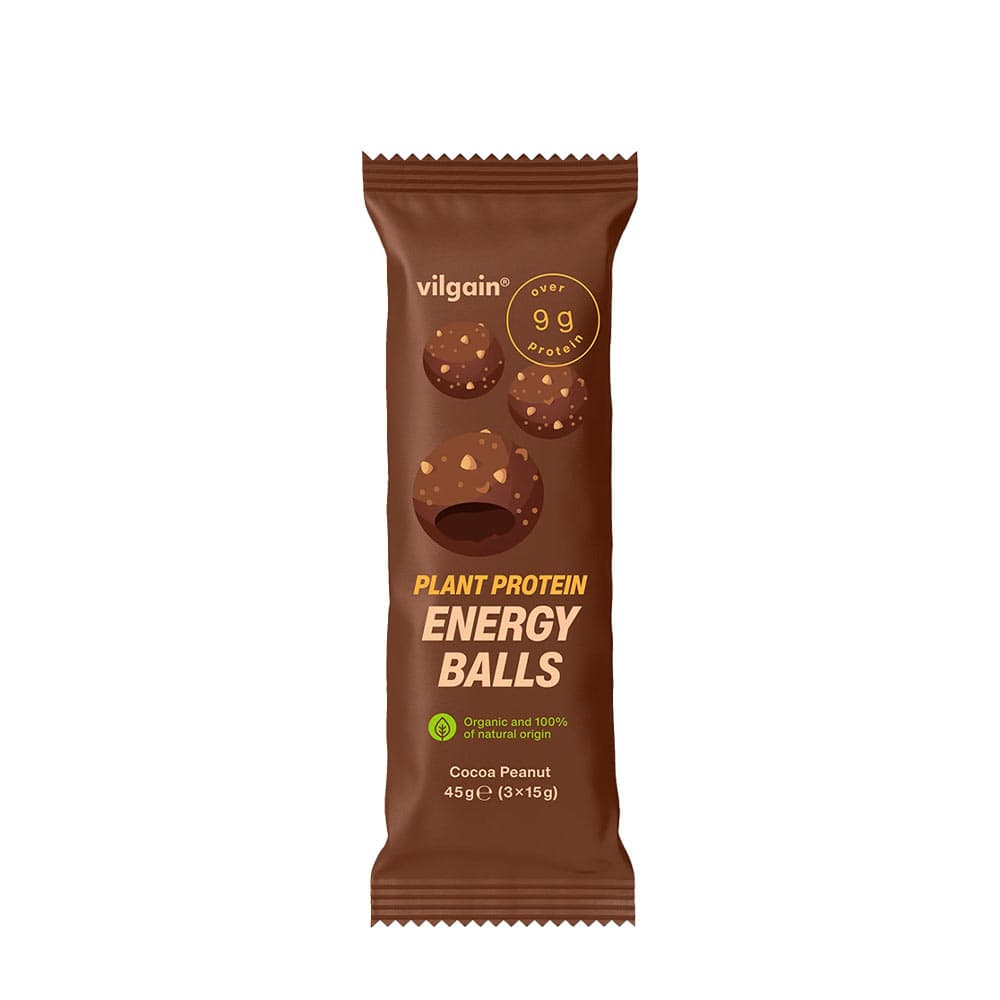 Vilgain - Plant Protein Energy Balls Bio Cocoa Peanut - 45g – Vilgain förpackning