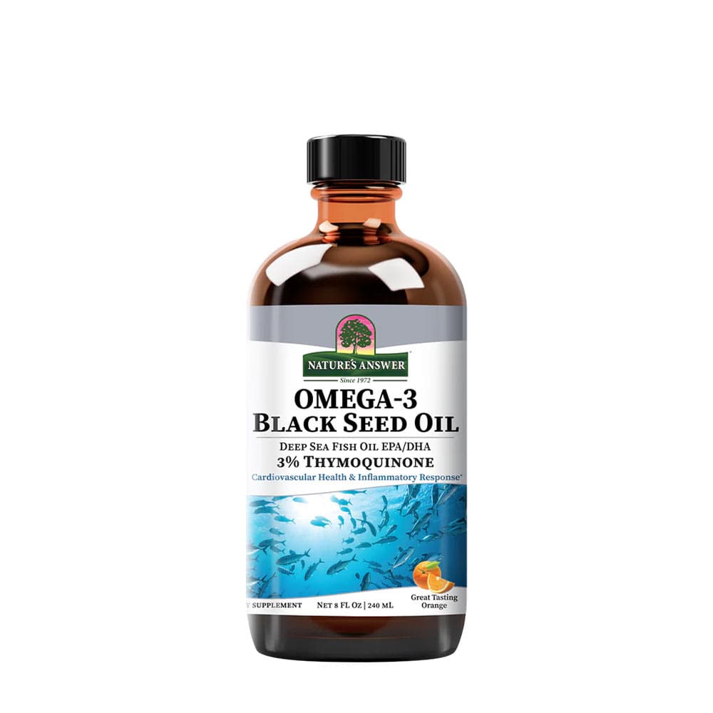Nature'S Answer - Omega-3 Black Seed Oil - Orange - 240ml – Nature'S Answer förpackning