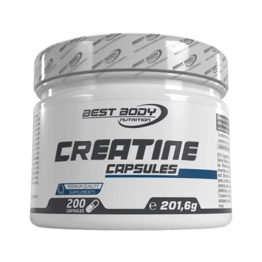 Best Body Nutrition - Creatin - Standard - 200 capsules (201,6g) – Best Body Nutrition förpackning