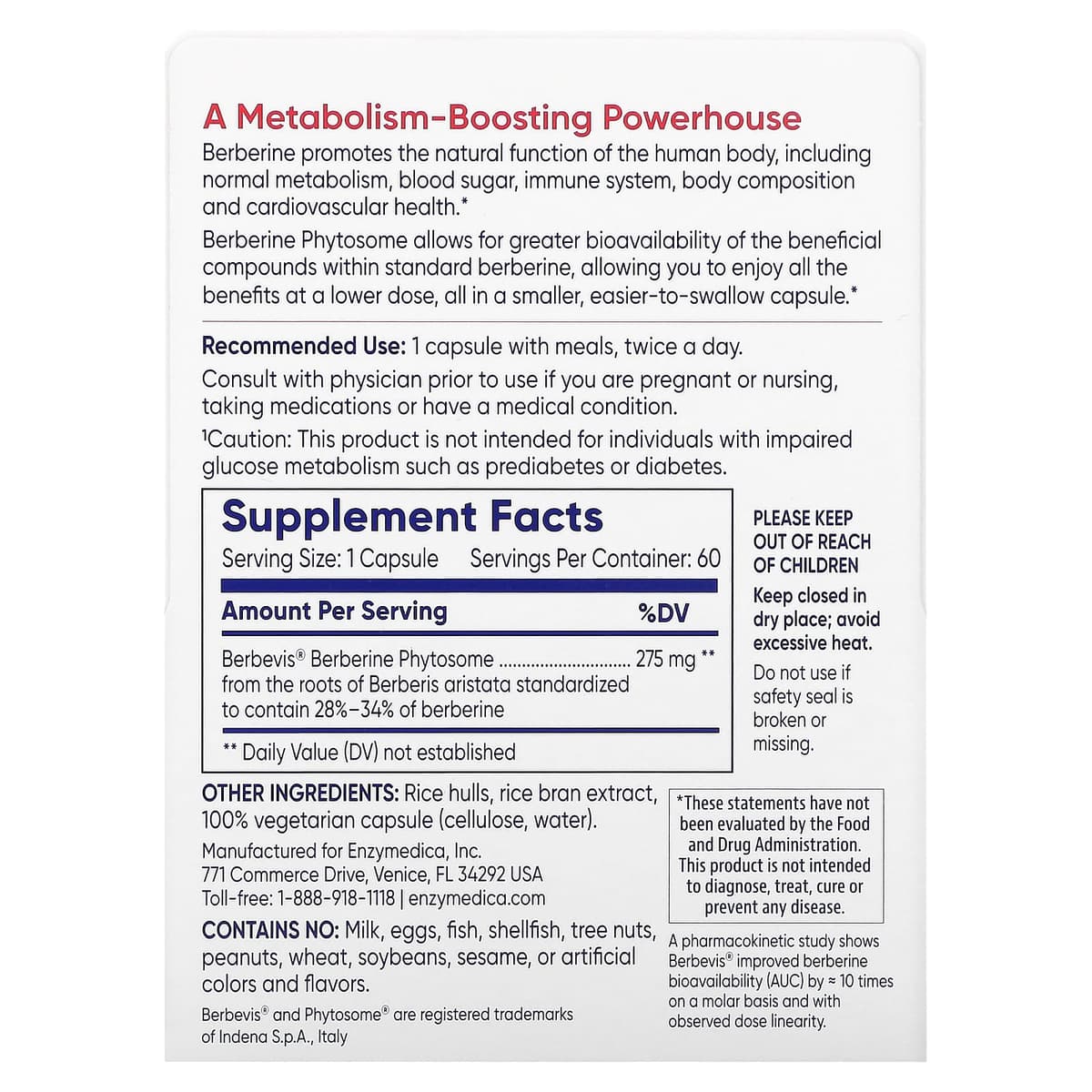 Enzymedica - Berberine Phytosome - 60 Caps