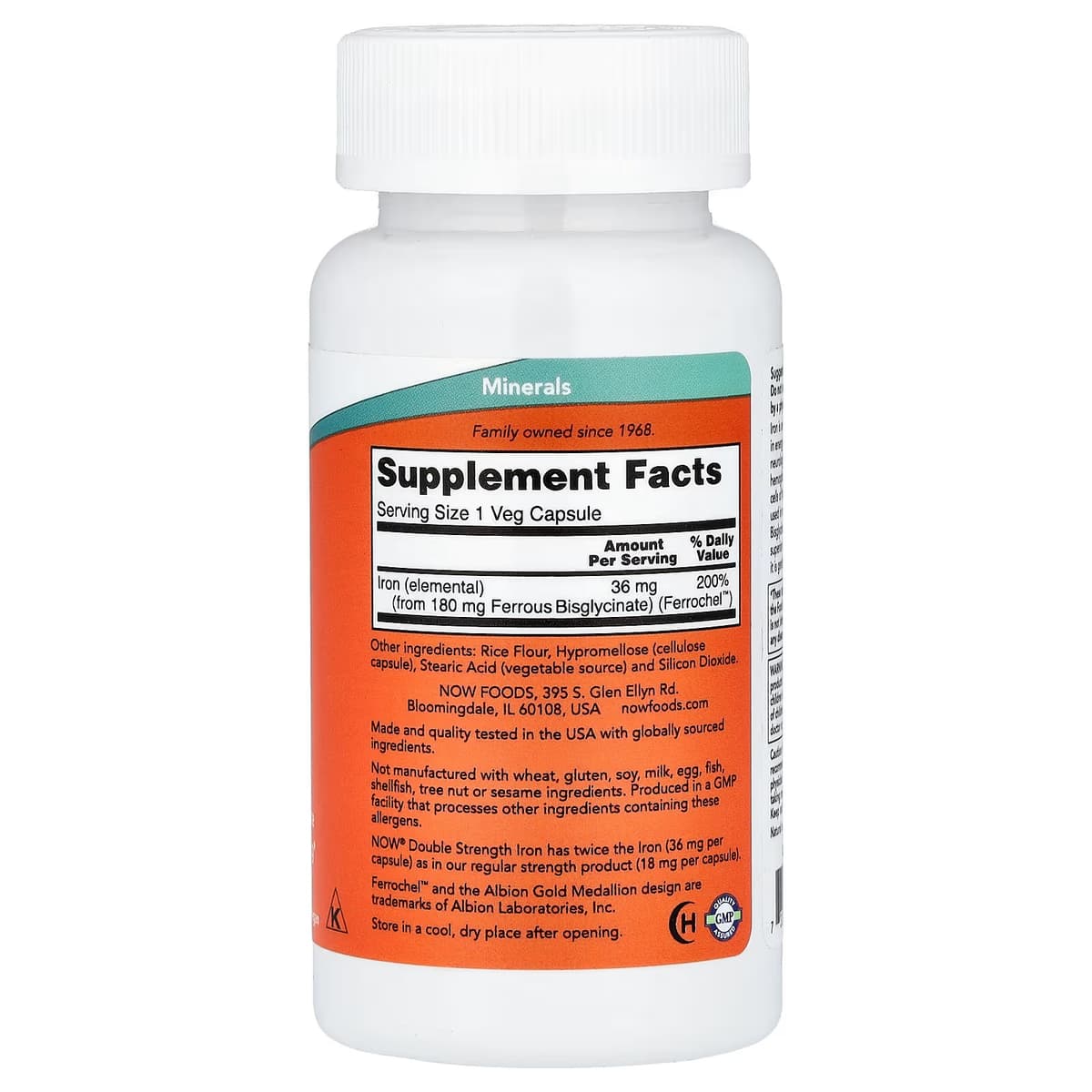 Now Foods - Double Strength Iron Ferrochel - 90 Vcaps