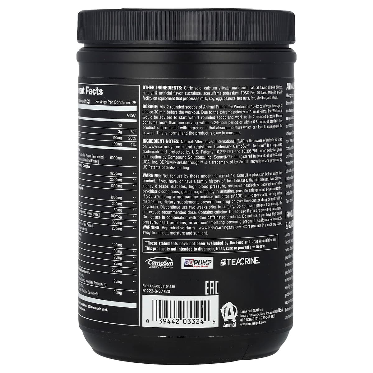 Universal Nutrition - Primal Powder, Fruit Punch - 507.5g