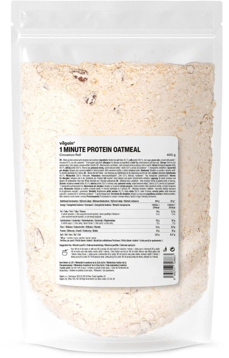 Vilgain - 1 Minute Protein Oatmeal - 400g – Vilgain förpackning