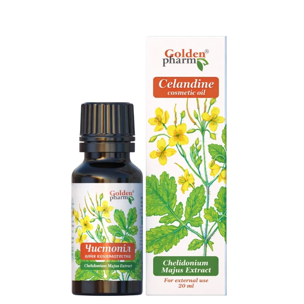 Golden Pharm - Celandine Cosmetic Oil - 20ml – Golden Pharm förpackning