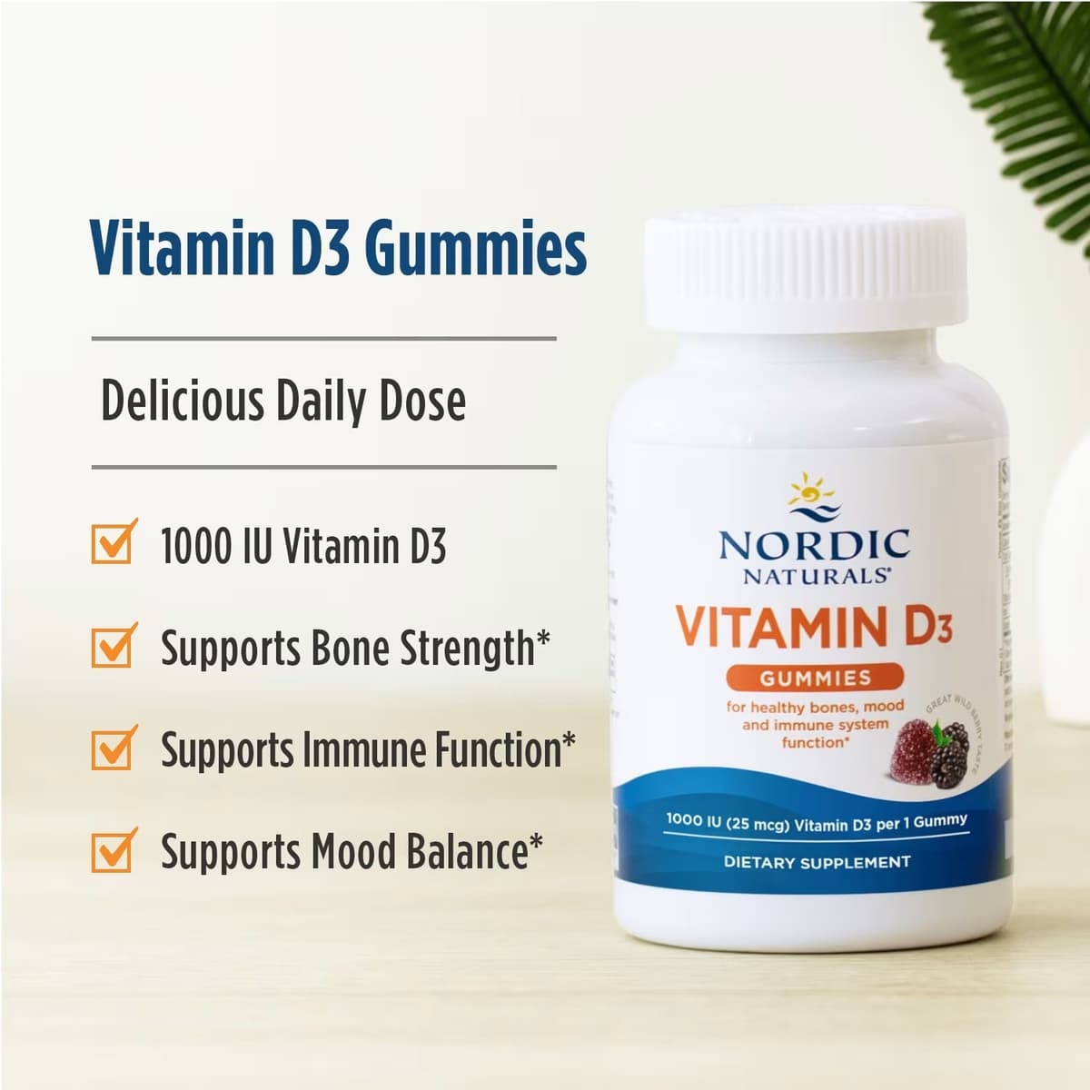 Nordic Naturals - Vitamin D3 Gummies, 1000IU Wild Berry - 120 Gummies