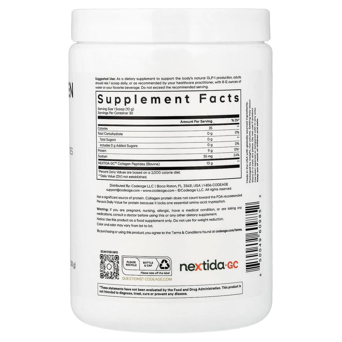 Codeage Glp-1 Collagen Peptides - 300g